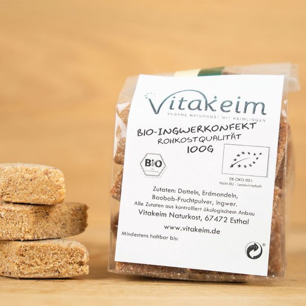 Bio - Ingwerkonfekt, Rohkostqualität